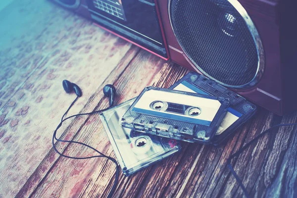 Closeup View Vintage Record Player Cassettes — Stock Photo, Image