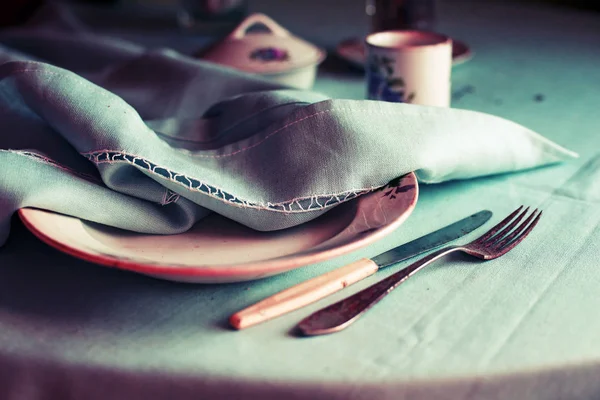 Closeup View Vintage Kitchen Utensil Towel — Stock Photo, Image