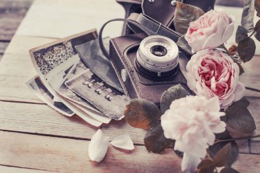 vintage fotoğraf makinesi ile fotoğraf portre görünümü