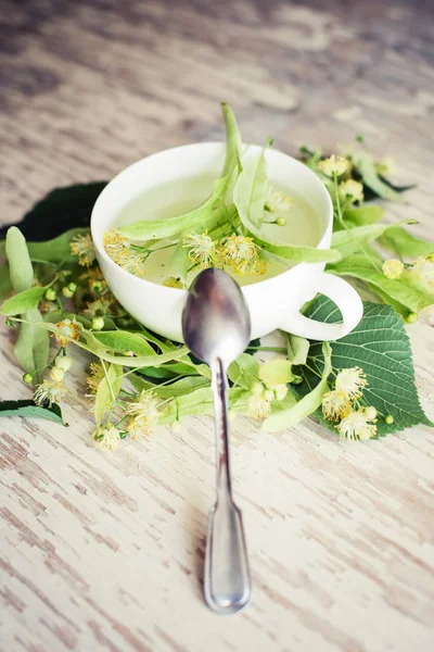 Appetizing Herbal Tea Wooden Table — Stock Photo, Image