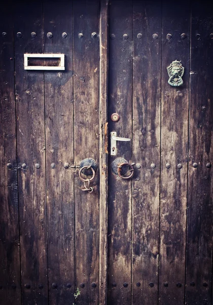 Vintage Wooden Door Old Building Facade — Stock Photo, Image