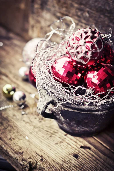 Closeup View Colorful Christmas Decorations Vintage Style — Stock Photo, Image