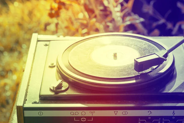 Närbild Bild Oldschool Vintage Vinyl Spelare — Stockfoto