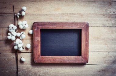 vintage tarzı chalkboard ve Noel süslemeleri closeup görünümü