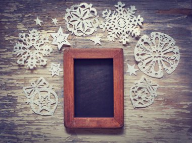 vintage tarzı chalkboard ve Noel süslemeleri closeup görünümü