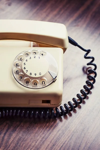 Close Retro Vintage Telephone Wooden Table — Stock Photo, Image