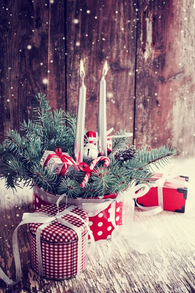 Glossing Christmas Ornaments Wooden Surface — Stock Photo, Image