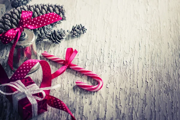 Vue Rapprochée Décorations Noël Colorées Dans Style Vintage — Photo