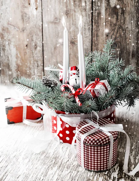 Glossing Enfeites Natal Superfície Madeira — Fotografia de Stock