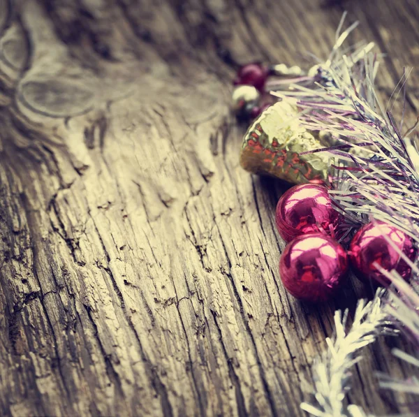 Renkli Noel Süslemeleri Vintage Tarzı Içinde Closeup Görünümü — Stok fotoğraf