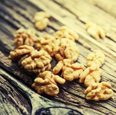 Ceviz ahşap tablo vintage renklerde yığını