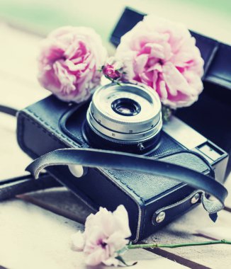 vintage fotoğraf makinesi, seçici odak portre görünümü