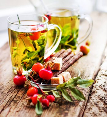 taze çay bardak esmer şeker ile görünümünü portre