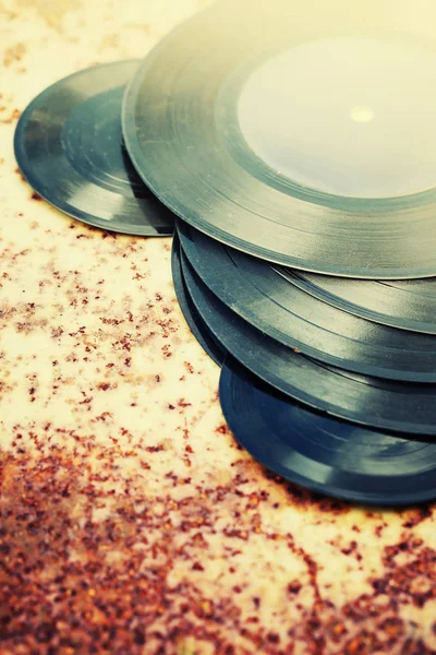 Closeup Pile Vintage Vinyl Records — Stock Photo, Image