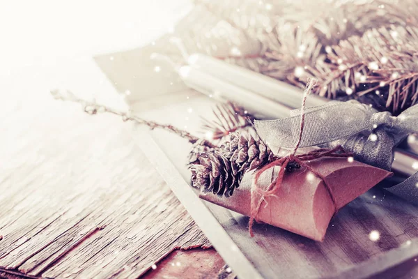 Mumlar Noel Süsleri Vintage Tarzı Içinde Closeup Görünümü — Stok fotoğraf