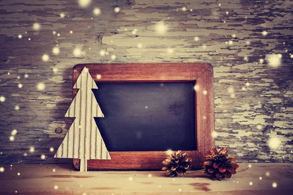 Vista Close Chalkboard Decorações Natal Estilo Vintage — Fotografia de Stock