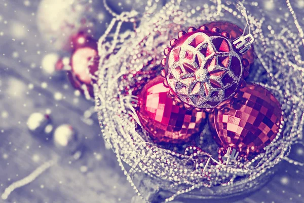 Closeup View Colorful Christmas Decorations Vintage Style — Stock Photo, Image