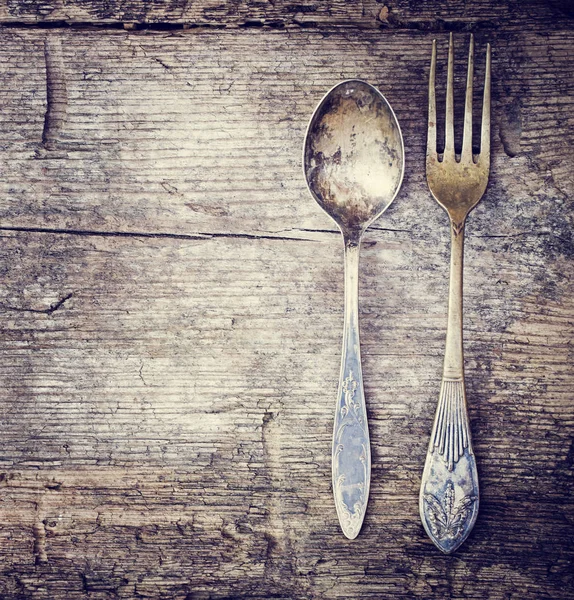 Closeup View Vintage Kitchen Utensils Wooden Table — Stock Photo, Image