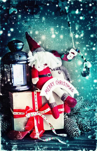 Vista Close Decorações Coloridas Natal Estilo Vintage — Fotografia de Stock