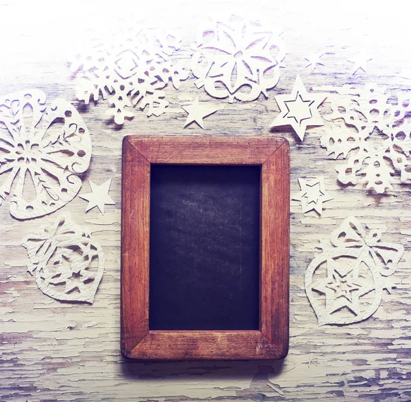 Vista Close Chalkboard Decorações Natal Estilo Vintage — Fotografia de Stock