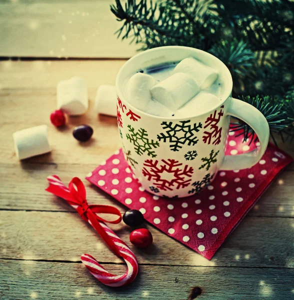 Closeup View Coffee Marshmallow Christmas Decorations — Stock Photo, Image