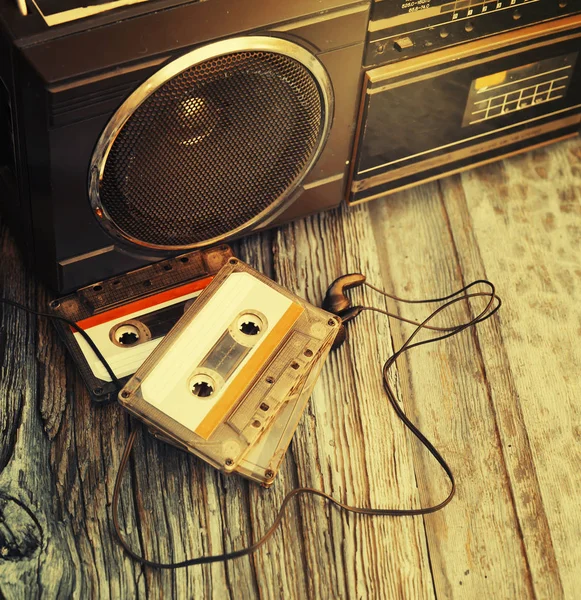 Closeup View Vintage Record Player Cassettes — Stock Photo, Image