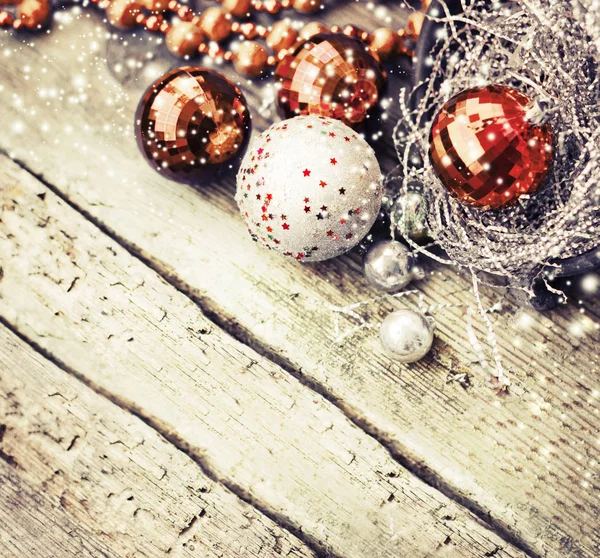 Θέα Closeup Πολύχρωμες Διακοσμήσεις Χριστουγέννων Στυλ Vintage — Φωτογραφία Αρχείου