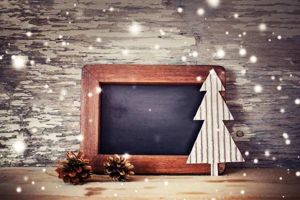 Vista Close Chalkboard Decorações Natal Estilo Vintage — Fotografia de Stock