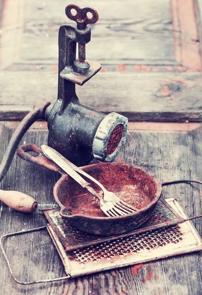 Ročník kuchyňské nádobí — Stock fotografie