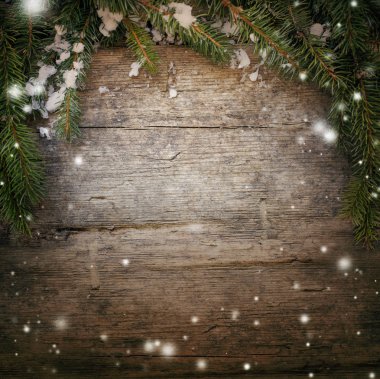 «Ana sayfa» ahşap tablo Noel köknar tarafından dekore edilmiş ağaç dalları