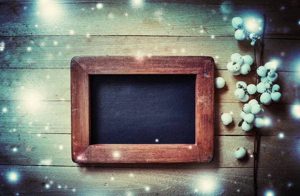 Closeup View Chalkboard Christmas Decorations Vintage Style — Stock Photo, Image