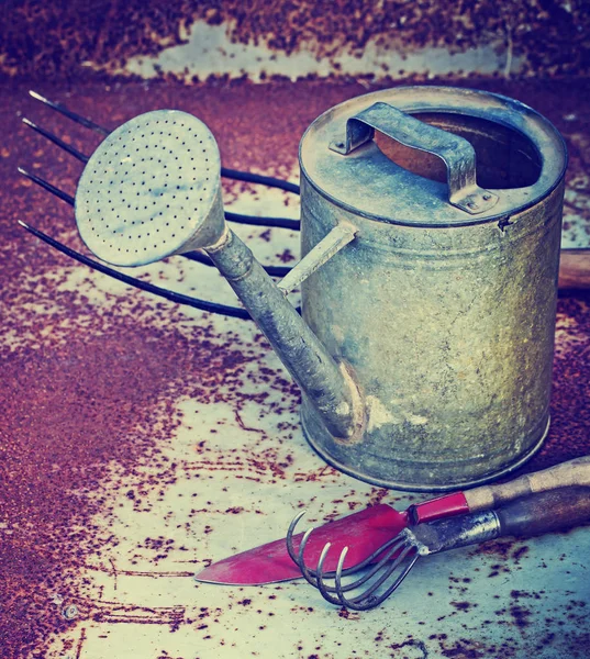 Closeup View Old Garden Tools Ground — Stock Photo, Image