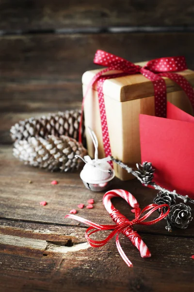 Closeup View Wrapped Christmas Gifts Holiday Decorations — Stock Photo, Image