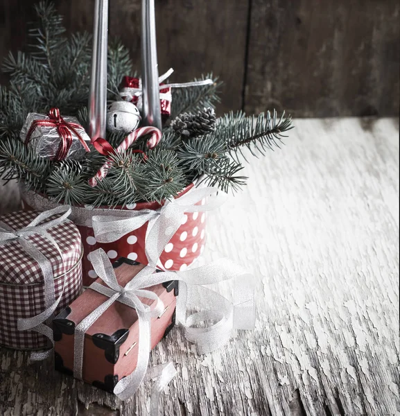 Closeup View Colorful Christmas Decorations Vintage Style — Stock Photo, Image