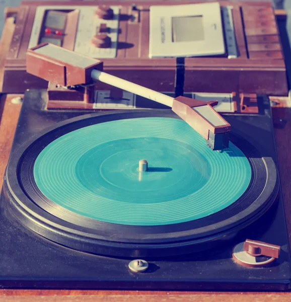 Close Beeld Van Oldschool Vintage Vinyl Speler — Stockfoto