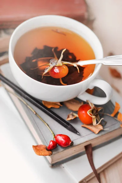 Apetyczny Herbaty Ziołowej Ładny Kubek Stole — Zdjęcie stockowe