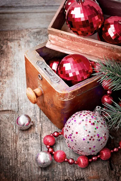 Closeup View Table Christmas Decorations — Stock Photo, Image