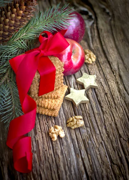 Closeup View Table Christmas Decorations — Stock Photo, Image