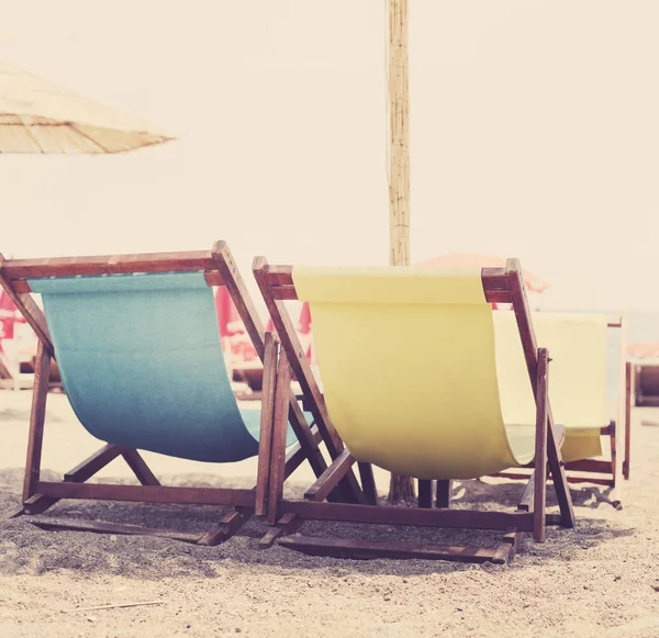 Fundo Férias Verão Com Cadeiras Praia Costa Resort — Fotografia de Stock