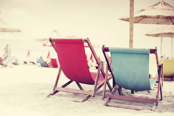 Summer Vacation Background Beach Chairs Resort Coast — Stock Photo, Image