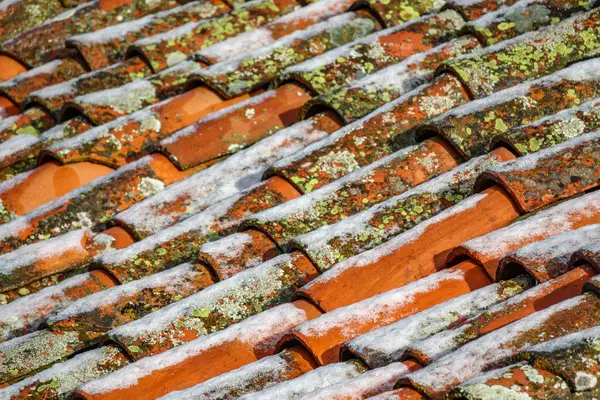Tile roofs with ice — Stock Photo, Image
