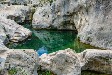 Kayaların arasında yeşil pond