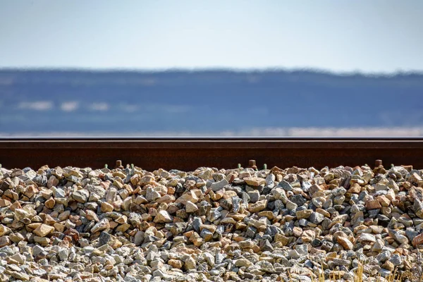 Profile View Train Rail Hot Waves Summer Day — Stock Photo, Image