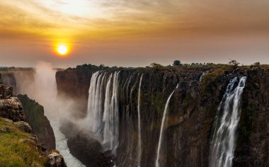 Victoria falls rüya gibi günbatımı panorama portakal ile