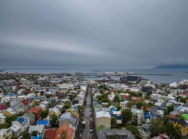 Reykjavik hus Flygfoto, ultra lång exponering, Island — Stockfoto