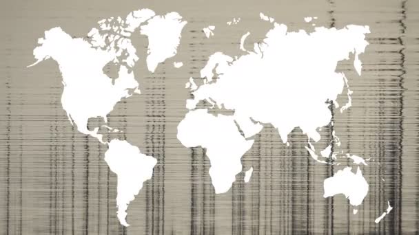 Loopable esboço do mapa do mundo com reflexão da água — Vídeo de Stock