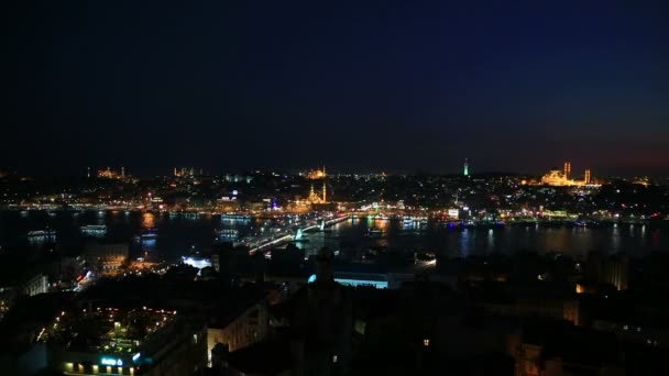 Стамбул вночі — стокове відео