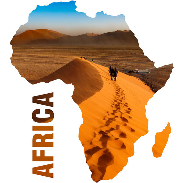 Africa continent shape with dune and text space