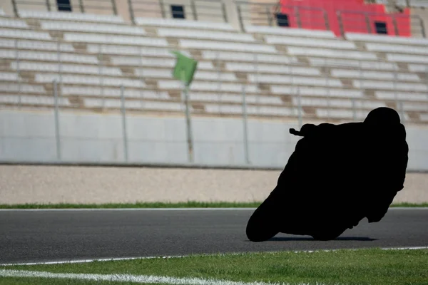 Esquema de motocicleta de la curva de trazado del piloto de carreras en circuito —  Fotos de Stock