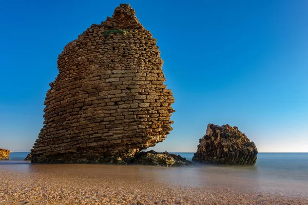 Agua Del Océano Seda Vieja Torre Defensa Arruinada Cerca Del —  Fotos de Stock